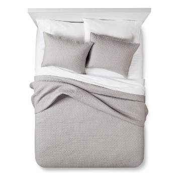 Gray Solid Quilt and Sham Set (Queen) 3pc - The Industrial Shop
