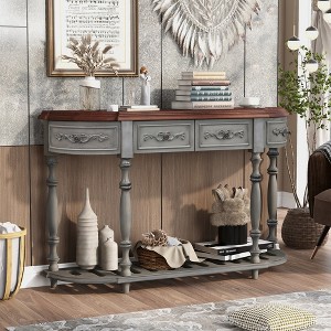 52'' Modern Curved Console Table with 4 Drawers and 1 Shelf - ModernLuxe - 1 of 4