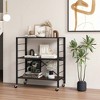 Costway 1/2 PCS 3-Tier Folding Shelf Free DIY Design Shelving Unit with 4 Universal Wheels Kitchen Black - image 2 of 4