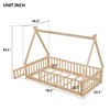 CAVINAS Kids Toddler Bed with Guardrails,Floor Bed with Tent-shaped Design,Twin/Full Size Montessori Bed for Bedroom,White/Brown/Gray/Off-White - 3 of 4