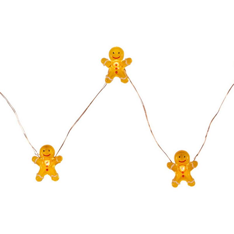 Northlight 20-Count LED Mini Gingerbread Men Christmas Fairy Lights, 6.5 ft Silver Wire, 5 of 6