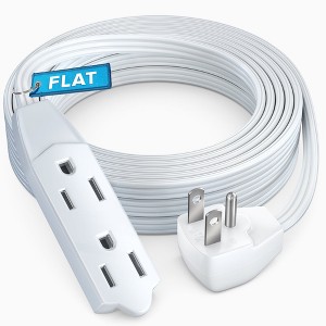 Maximm Flat Plug Extension Cord UL Certified 16 Gauge, 125V, 13 Amps, 1625 Watts Grounded 3-Prong Cord - 1 of 4
