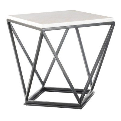 Conner White Marble and Black Metal 2-Piece Table Set