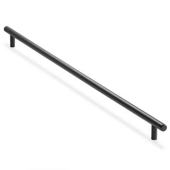 Cauldham Solid Stainless Steel Euro Cabinet Pull Matte Black (21-5/8" Hole Centers) - 2 Pack
