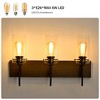 VYNXARIA Matte Black + Wood Wall Lights, 3-Light Vanity Fixture with Glass Shades for Bathroom and Bedroom - 4 of 4
