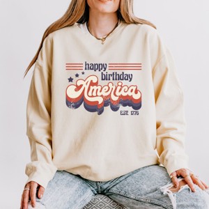 Simply Sage Market Happy Birthday America Retro Lightweight Garment Dyed Sweatshirt - 1 of 4