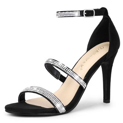 Allegra K Women's Strappy Rhinestone Stiletto Heel Heel Sandals