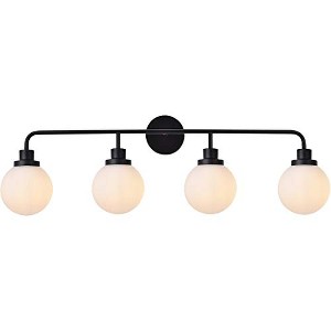 Elegant Lighting Hanson 4 lights bath sconce in black with frosted shade - 1 of 4