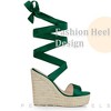 Perphy Women's Platform Espadrilles Satin Lace Up Bow Wedges Sandals - 4 of 4