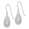 Black Bow Jewelry 15mm Diamond Cut Puffed Teardrop Dangle Earrings in 14k White Gold - 2 of 4