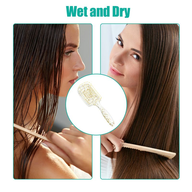 Unique Bargains Detangling Brush Paddle Hair Brush for Curly Straight Wavy Hair Clear, 4 of 7
