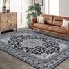 Area Rugs for Living Room, Machine Washable Low-Pile Carpet Rug for Bedroom, Vintage Floral Print Indoor Floor Rug Office Bedside Decor - 2 of 4