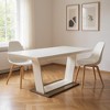HomeRoots 71" White Wood and Metal Self-Storing Leaf Pedestal Base Extendable Dining Table - 2 of 4