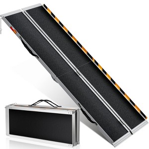 8FT Folding Aluminum Wheelchair Ramp, Non-Slip Portable Ramp for Steps, Doorways, Curbs, Scooters & Cars - 1 of 4