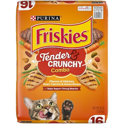 Friskies Tender & Crunchy with Flavors Chicken,Beef,Carrots&Green Beans Adult Complete & Balanced Dry Cat Food - 16lbs