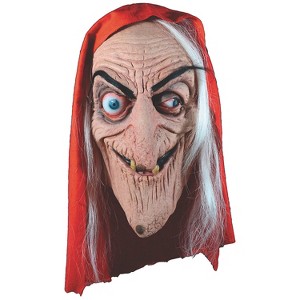 Adults Old Witch Plastic Mask with Red Hood - One Size - 1 of 1