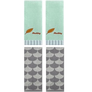 REGALWOVEN 4 Pcs Soft Comfortable Absorbent Leaves and Geometric Hand Towel 13" x 29" - 1 of 4