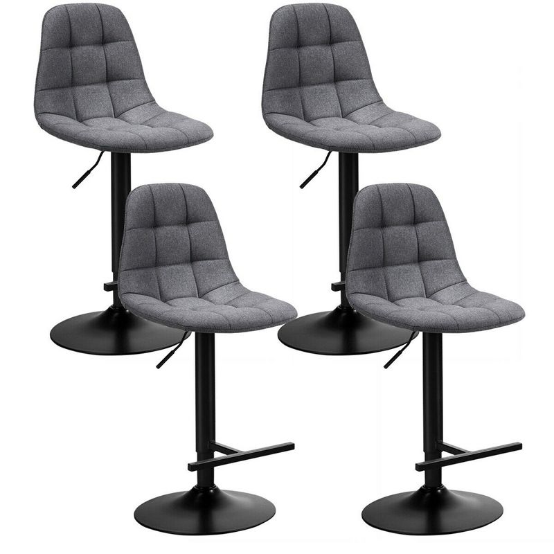 Costway Adjustable Bar Stools Swivel Counter Height Linen Chairs with Back Gray, 1 of 11