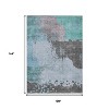 Teal Blue Aqua And Taupe Abstract Washable Indoor Outdoor Area Rug - 3 of 4