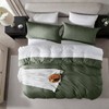 Olive Green King Duvet Cover Set - Soft Prewashed, 3 Piece, Zipper Closure, 104x98 Inches, 2 Pillow Shams - 4 of 4