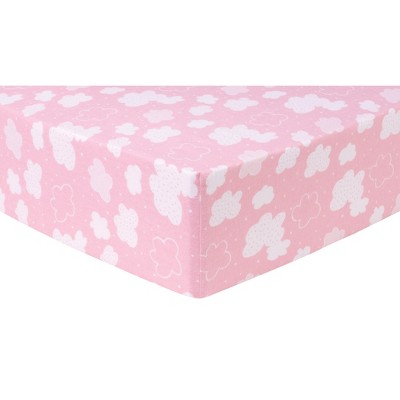 Trend Lab Deluxe Flannel Crib Sheet - Pink Clouds