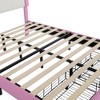 Single Dimension Upholstered Bed Frame with LED Lights, Modern Princess Bed with Crown Headboard and Drawer. - 3 of 4