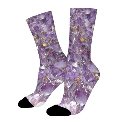 Amethyst Sparkles Women Printed Crew Socks Funny Funky Socks Soft Polyester Novelty Gifts for Artists Men