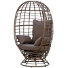 Outsunny Outdoor Wicker Egg Chair with Cushion, Lounge Chair Rattan 360 Degree Round Basket Chair for Backyard Garden Lawn Indoor Living Room - 4 of 4