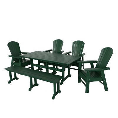WestinTrends 6 Piece Outdoor Patio Dining Table and Armchair Dining Bench Set