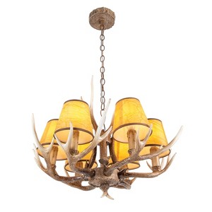 YIYIBYUS 6 Head Vintage Antler Chandelier Adjustable Height for Living Room Kitchen - 1 of 4