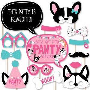 Big Dot of Happiness Pawty Like a Puppy Girl - Pink Dog Baby Shower or Birthday Party Photo Booth Props Kit - 20 Count - 1 of 4