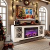 Garvee Farmhouse TV Stand with 36" Fireplace for 80 Inch, Entertainment Center with LED Lights and Storage, Wooden Media Cabinet with Glass Door - 4 of 4