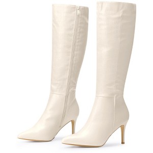 Perphy Women's Stone Pattern Pointy Toe Stiletto Heel Knee High Boots - 1 of 3