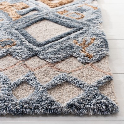 Grey and Gold Hand-Tufted Wool Moroccan Shag Rug, 4' x 6'