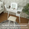 Gulches Vanity Desk Set with LED Lighted Mirror & Power Outlet, Flip Top Makeup Vanity Table with Drawers & Cabinet, for Bedroom, Bathroom, - 4 of 4