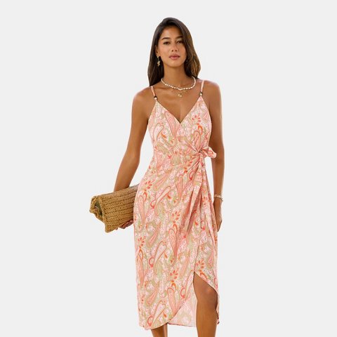 Женские платья Cupshe Women's Boho Chic Paisley Print Maxi Dress for Beach Getaways-S-Multicolored
