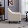 Sapphtopaz Accent Chair Upholstered Bedroom Chair with Arms and Wooden Legs, Accent Chairs for Living Room, Beige - 3 of 4