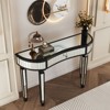 AZL1 Life Concept Vanity Table Half Moon Mirrored Fluted Glass Crystal Knob Drawer for Bedroom Dressing Room Entryway, Black, 52.75"*18.11"*11.8" - 4 of 4