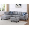 L-Shaped Sectional Sofas 3-Piece Sectional Sofa with Storage Ottoman, Cup Holders, and Toss Pillows - 3 of 4