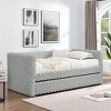 Sapphtopaz Twin Size Daybed with Corduroy Upholstered Sofa Bed with Pull-Out Bed and Wood Slats Support Beds for Apartment, Bedroom - 2 of 4