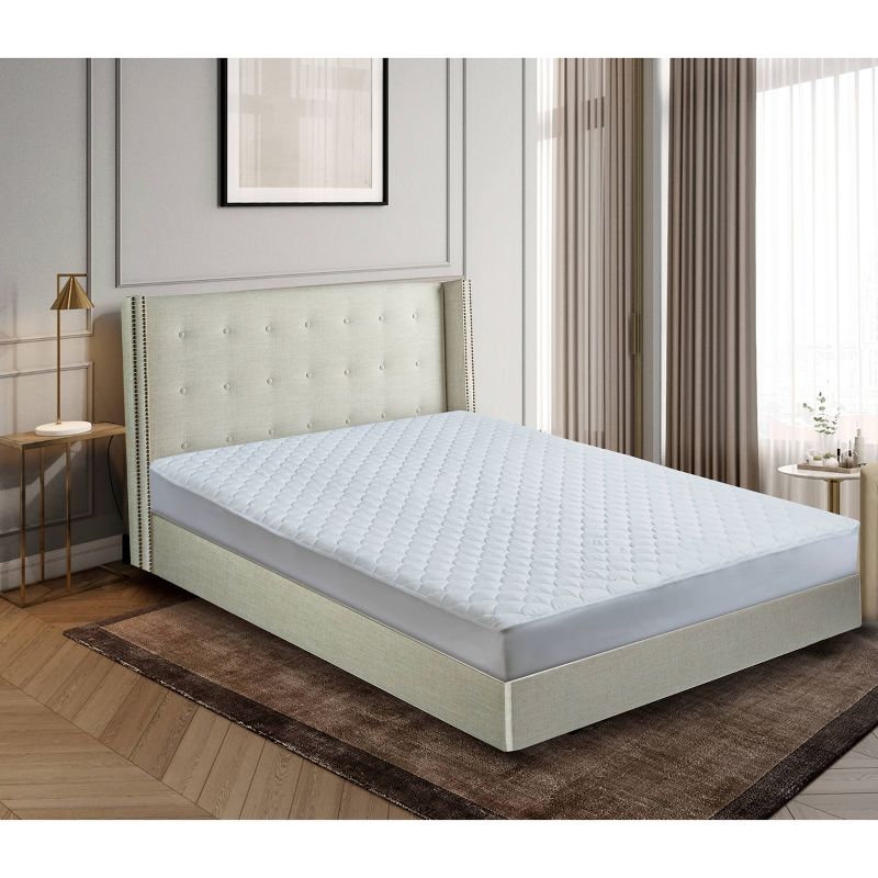 Damask Dual Action Mattress Pad (Stain & Water Repel) White - Blue Ridge Home Fashions, 1 of 7