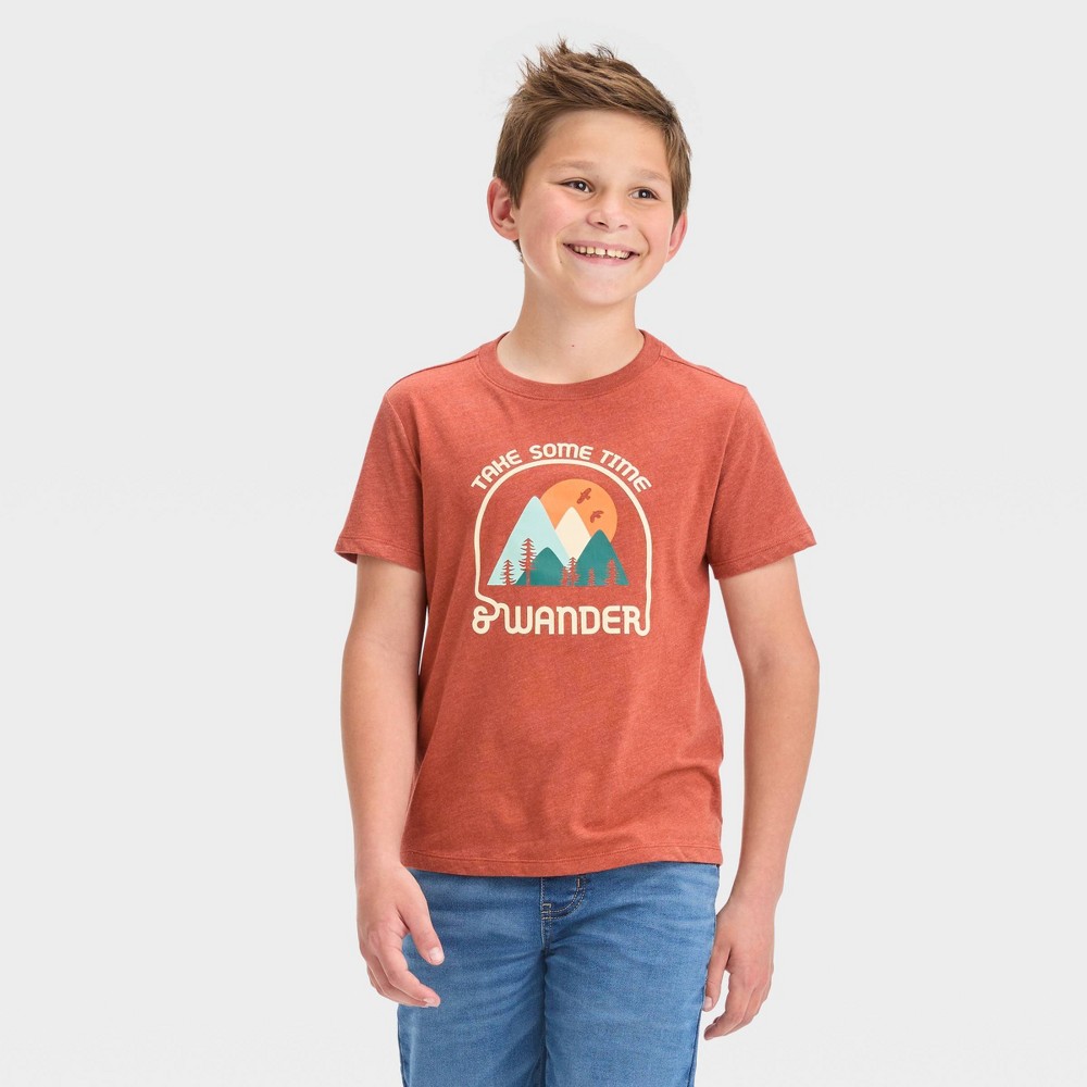 Boys' Short Sleeve 'Take Some Time & Wander' Graphic T-Shirt - Cat & Jack™ Brown 