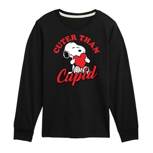 Boys' - Peanuts - Valentine's Cuter Than Cupid Long Sleeve Graphic T-Shirt - 1 of 4