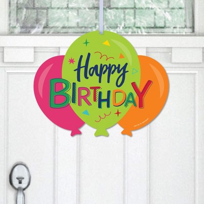 Big Dot of Happiness Cheerful Happy Birthday - Hanging Porch Colorful Birthday Party Outdoor Decorations - Front Door Decor - 1 Piece Sign