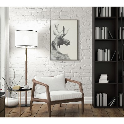 Gray Framed Moose Canvas Wall Art, 23x33