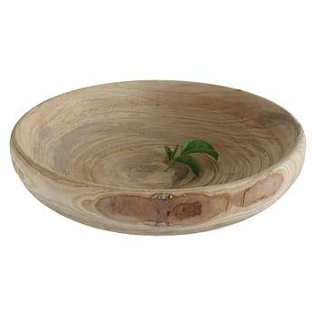 Round Decorative Paulownia Wood Bowl (19") - Storied Home