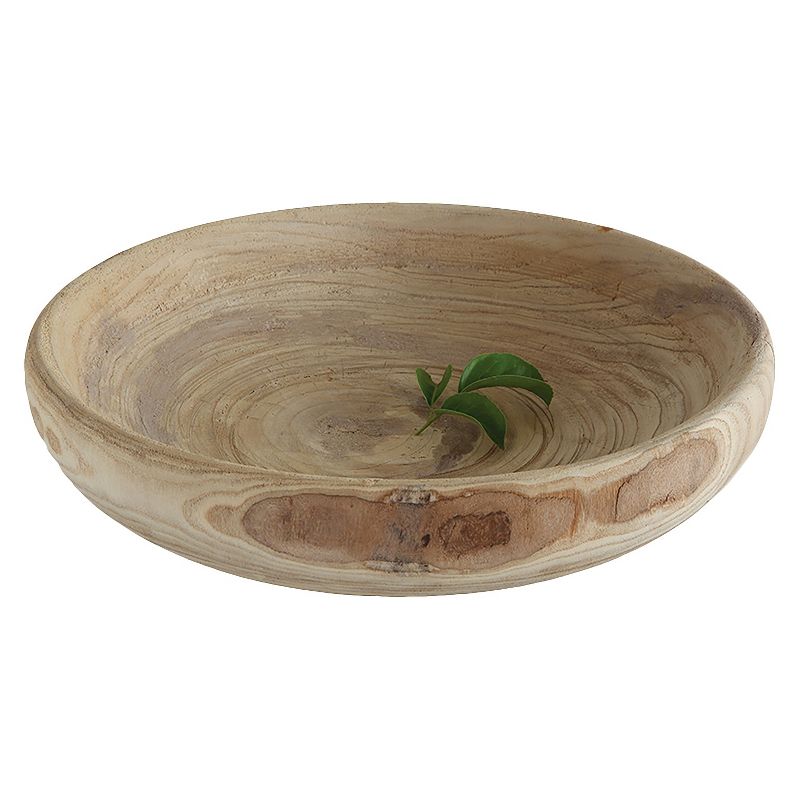 Round Decorative Paulownia Wood Bowl (19&#34;) - Storied Home, 1 of 6