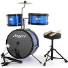 Drum Set 3-Piece for Beginners, Complete Full Size Kit with Bass, Toms, Snare, Stands - 3 of 4