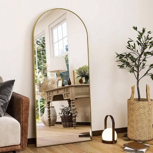 56 Inchx 21 Inch Full Length Mirror Arch Floor with Aluminum Alloy Frame Gold Standing Wall Mounted Leaning Large Bedroom - 1 of 4