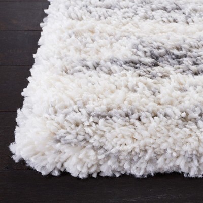 Fontana Ivory and Grey Shag Runner Rug